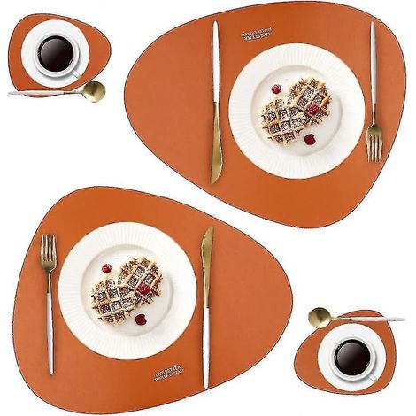 Ensemble de set de table en cuir et boîte en verre, set de table rond lavable, dessous de plat imperméable, résistant à la chaleur, pour la cuisine (1/5)