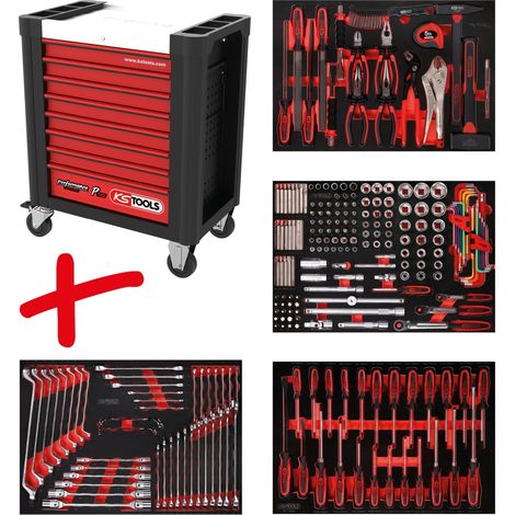 KS Tools PERFORMANCEplus Werkstattwagen-Satz P10 mit 241 Werkzeugen für 4 Schubladen