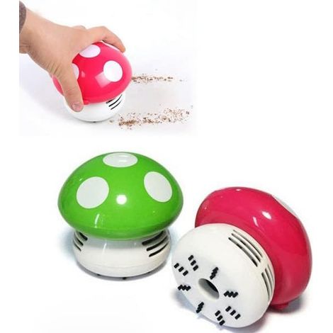 Aspirateur de Bureau, Mini Aspirateur en Forme de Champignon Table Balayeuse de Poussière Aspirateur de Bureau pour Bureau à Domicile(Couleur aléatoire) (1/5)