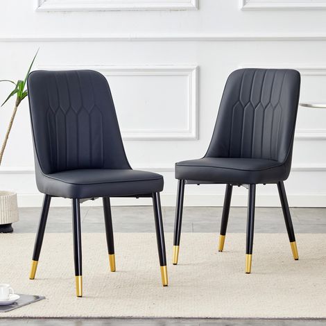 Ensemble de 2 chaises, chaise de salle à manger moderne noire avec coussin de dossier cuir chambre - qualité supérieure et confort optimal (1/5)