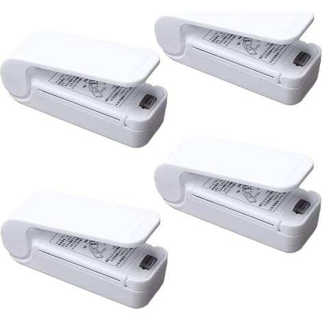 Scelleuse manuelle 4 pièces avec cutter, appareil portable de cuisine pour sceller les sacs de chips, les sacs en plastique et les sachets de snacks. (1/5)