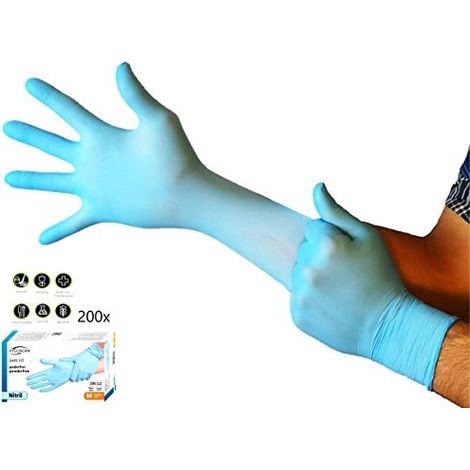 200X GANTS JETABLES - SAFE FIT GANTS EN NITRILE BLEUS XL (9-10) SANS POUDRE SANS LATEX GRADE DE MÉDICAMENT AQL 1,5 TRAVAUX LÉGER