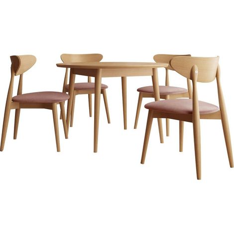 Conjunto de mesas y sillas para comedor Racine 134, Magic Velvet 2258 + Marrón, 76x0x0cm, Diámetro: 120, Número de asientos: 4, Estilo: Contemporary (1/5)