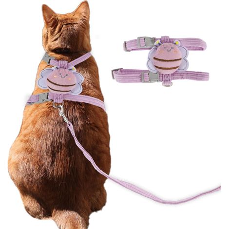Harnais pour chat réglable avec laisse motif abeille mignon (1/5)