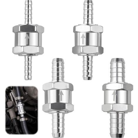 Lot de 4 Clapets Anti-Retour Carburant en Aluminium 6 8 10 12mm Clapet Anti Retour pour Eau Essence Diesel, Systèmes Carburateur Basse Pression, Clapet Anti-retour Unidirectionnel (1/5)