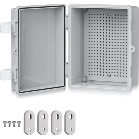 Boîte de distribution étanche IP67 Boîtier extérieur Boîte électrique avec accessoires de montage 22 x 17 x 11 cm Armoire électrique grise