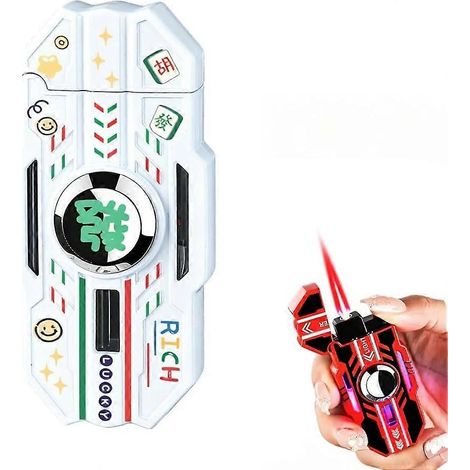 Briquet à butane rechargeable coupe-vent à flamme jet élégant pour homme blanc (1/5)