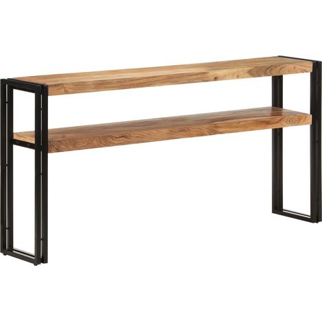 Table d'appoint console pratique avec étagères de rangement 150 x 30 x 75 cm bois d'acacia et fer DEC031560 (1/5)