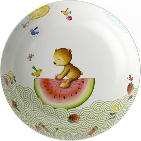 assiette creuse pour enfant, 19 cm, porcelaine, blanc/multicolore (1/4)