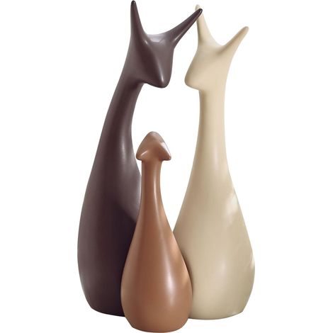 Set aus 3 Keramik-Hirschfiguren: moderne und vielseitige Deko-Skulpturen für Wohnzimmer, Büro oder Schlafzimmer, Landhausstil, ideal für Regale und Schreibtische. (1/5)