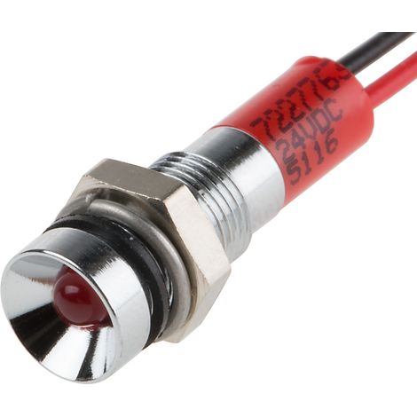 Voyant LED lumineux Rouge RS PRO, dia. 6mm, 24V c.c., taille de la lampe 3 mm, IP67 ( Prix pour 1 )