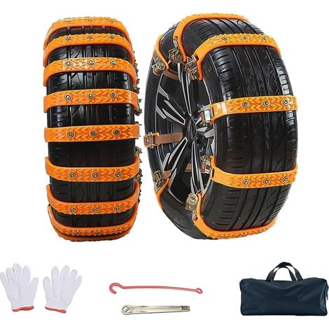 Snow chains, car snow chains for tires, 8 pieces universal winter tire chains 165-255mm, adjustable non-slip chains for cars, trucks, SUVs