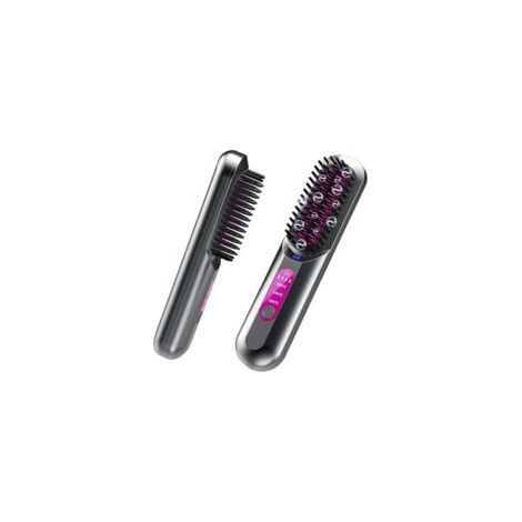 Brosse lissante sans fil, peigne chauffant portable de voyage 5000 mAh, mini brosse lissante à ions négatifs rechargeable par USB pour femmes, lisseur à barbe pour hommes