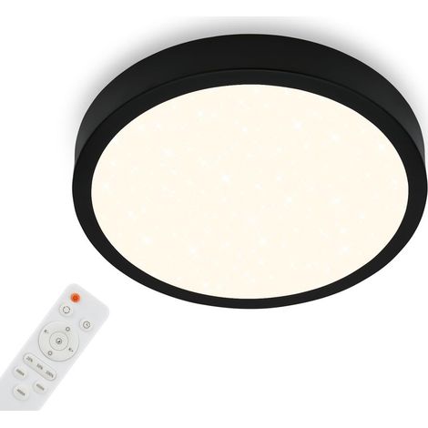 Briloner Leuchten Deckenlampe Sternenhimmel, Deckenleuchte Dimmbar, Farbtemperatur einstellbar, Aufbaulampe, Fernbedienung, Schwarz, Ø380x50 mm