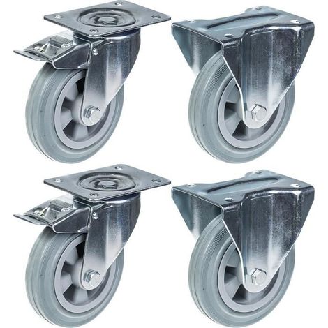 Ruote - Castoro - 160mm - Freni - Capacità 540kg - Lotto di 4