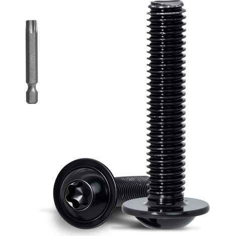 15 Pièces Vis Torx avec Collerette M8 x 25 mm Vis Tete Bombee Inox 304 Finition Noire Zinguée Boulons à Métaux avec Clé et Embout T20 pour PC Modélisme et Meubles (1/5)
