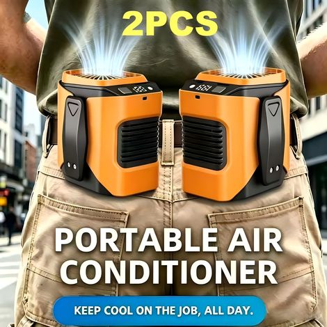 Pack 2 Ventilateurs Portables à Clip 6000mAh, Ventilateurs de Ceinture pour Camping et Randonnée-Orange (1/5)