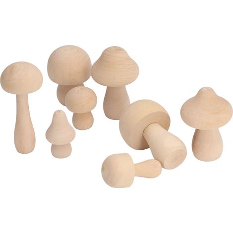 40 champignons en bois brut non peints, décorations en bois naturel pour bricolage (1/5)