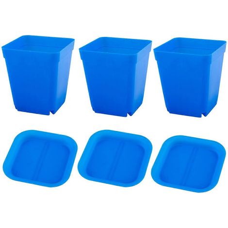 Pots de pépinière carrés avec soucoupes - Pots de fleurs en plastique pour l'intérieur et l'extérieur (1/4)