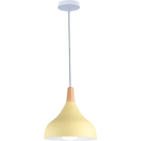 Lampe À Suspension Moderne Plafonnier D'Intérieur Lustre Minimaliste Abat-Jour En Métal, Jaune Pour Chambre À Coucher, Cuisine, Bureau, E27 (1/5)