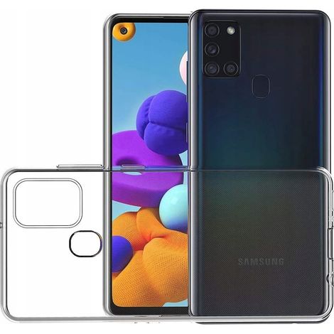 Funda delgada para Samsung Galaxy A21S, cubierta trasera transparente con cristal. (1/5)