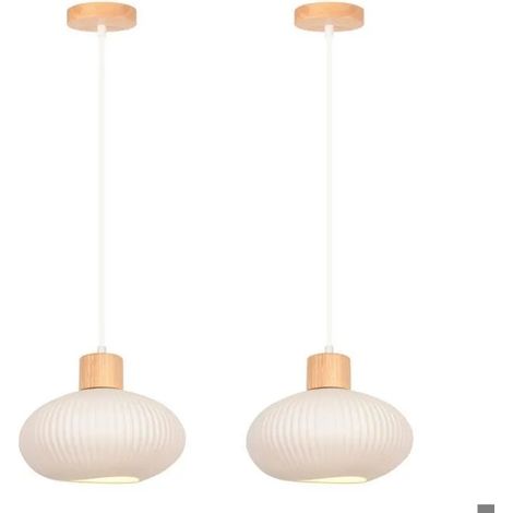 2pcs Lustre Luminaire Moderne Lampe Suspension Vintage Abat-jour en Céramique Lampe de Plafond Style Nordique pour Salon Café (1/5)