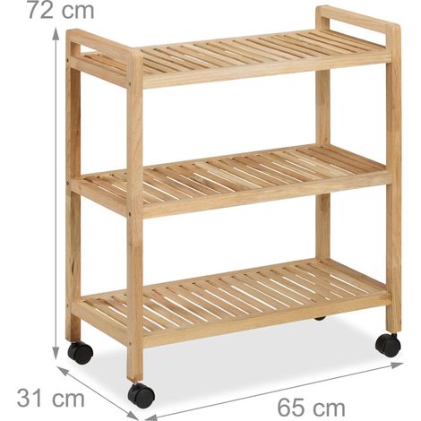 Scaffale con ruote spazioso 3 livelli pratico portaoggetti bagno cucina in legno naturale 130016423