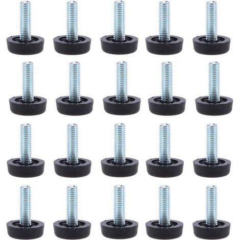 Lot de 20 Pieds de nivellement pour meubles -M8 x 24 mm, protections pour pieds de table réglables avec tige filetée, 24 mm, pied de nivellement à visser pour meubles (1/4)