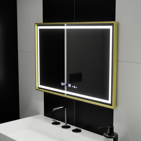 Miroir LED Rectangulaire 120x80 Desembuage Thermometre Gradable (1/5)