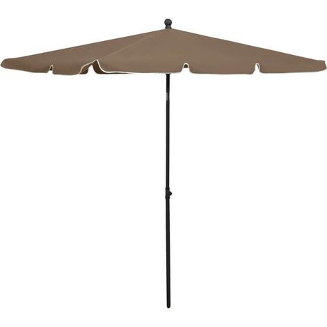 Parasol de jardin, avec mât, 210 x 140 cm, gris-brun (1/5)