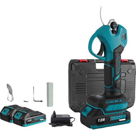 Sécateur Électrique Sans Fil, Design Léger, Moteur Sans Balais, cyan 2 Batterie (1/2)