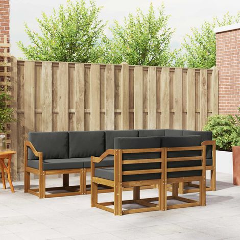 Outdoor-Sofagarnitur mit Kissen 7 pcs Natur und Anthrazit (1/5)