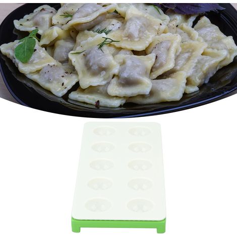 Moule à raviolis carrés italiens à dix trous avec estampage, machine à raviolis, outil à pâtes, vert. (1/5)