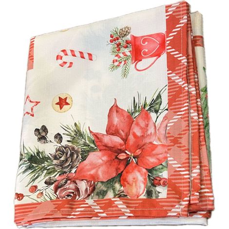 GLOUPIE Tovaglia Natalizia, Decori Natalizi Lapponia, Per 18 Persone, 140x360cm, Lavabile In Lavatrice, Made In Italy (1/5)