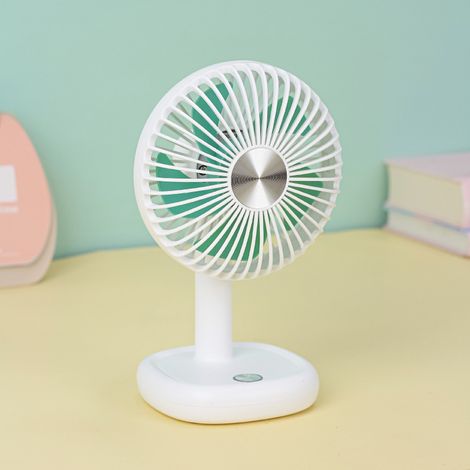 Ventilateur de bureau compact, blanc, 110 x 170 mm, batterie lithium USB, idéal pour les étudiants et les jeunes cadres. (1/4)