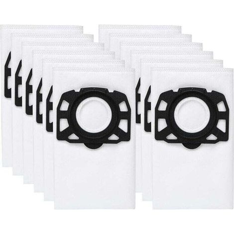 Packung mit 12 KFI 487 Filterbeuteln, Staubsaugerzubehör für Kärcher WD4, WD5, WD6, MV4, MV5, MV6, WD4.000, WD5.999, 2.863-006.0