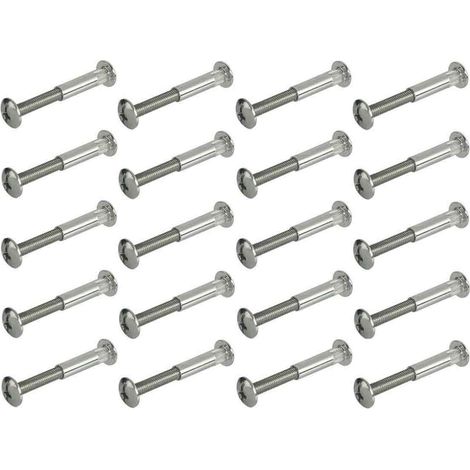 Écrou Douille Tête Plate - Vis Cruciforme Tête Plate - Fixation Métal Bois - M6 x 30 mm - Lot de 20 Pièces