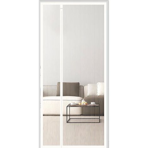 Moustiquaire magnétique pour portes, ouverture latérale, double face, anti-moustiques, respirante, 120 x 200 cm (rayures blanches) (1/5)