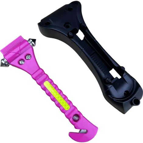 Martillo de seguridad para automóviles, rompeventanas, apto para piezas de automóviles, con banda reflectante (morado, 1 unidad). (1/5)