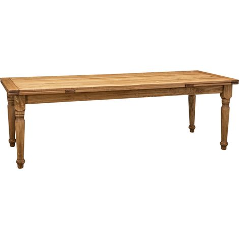 Ausziehbarer Country-Tisch aus massivem Lindenholz, naturbelassen. Made in Italy