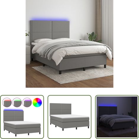Matelas ensaché -  Sommier à lattes de lit et matelas et LED Gris foncé 140x200 cm (1/5)