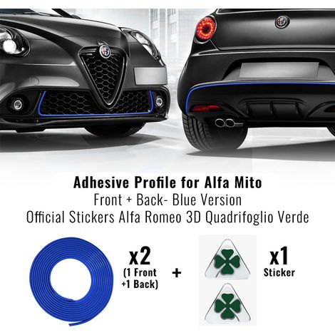Profilo Adesivo Full + Quadrifoglio Verde 3D per Alfa Mito - Colore: BLU