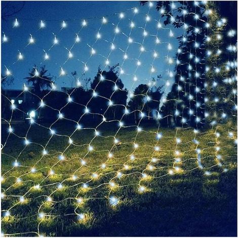 Guirlande Lumineuse Filet 96 LED 1,5x1,5m, 8 Modes, Imperméable, Dimmable, Blanc - Déco Maison, Jardin, Fête, Noël, Mariage (1/4)