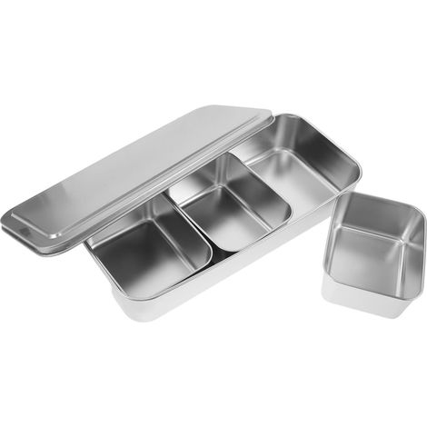 Boîte À Épices En Acier Inoxydable Avec Couvercle Hermétique Organisateur Compact À 3 Compartiments Pour Rangement Assaisonnement Cuisine Et Extérieur (1/5)