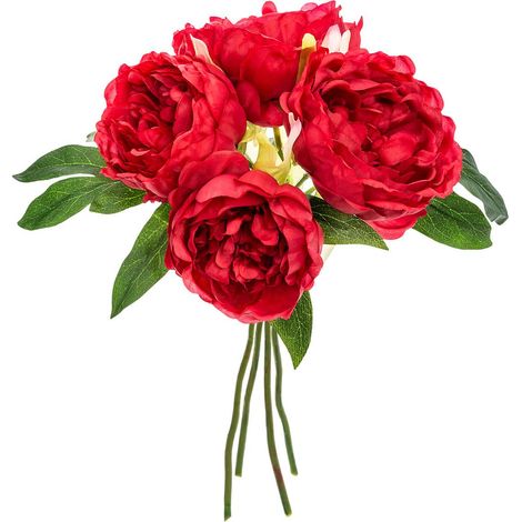 Bouquet de 4 pivoines articielles rouge H30cm - Atmosphera créateur d'intérieur (1/2)