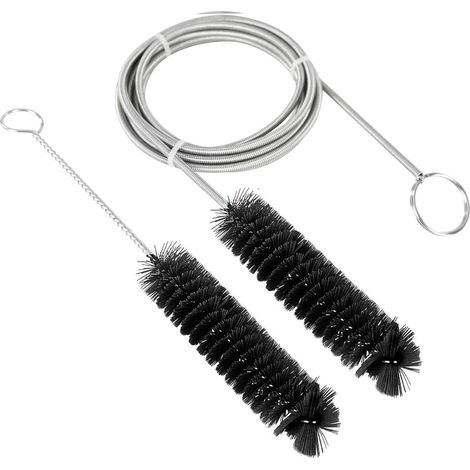 Brosse de Nettoyage de Tuyau - Outil de Nettoyage Fin pour Trou de Vidange - Noir, Nylon, Acier Inoxydable