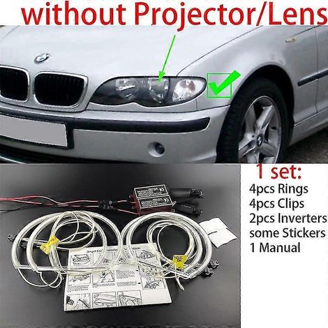 Hochwertiges CCFL-Angel-Eyes-Kit mit warmweißem Halo-Ring für BMW E46 3er (316i, 318i, 320d, 320i, 323i, 325i, 328i, 330i) – Demon Eye (E46, Baujahre 2001–2005, Halogen).