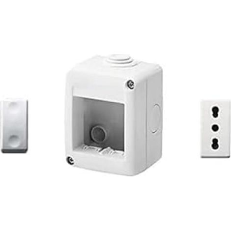 Conteneur pour appareils 27 Combi protégé 2 Places Gris RAL 7035 IP40 avec 1 Prise bivalente Blanche, 1 Interrupteur Blanc (1/2)