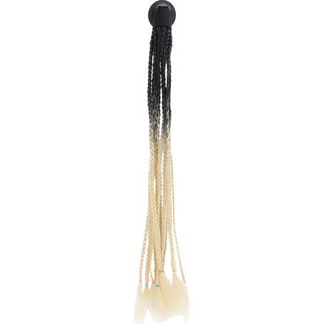 Casque moto coloré et tendance avec queue de cheval, tresses et dreadlocks, ventouse intégrée, noir beige (1/5)