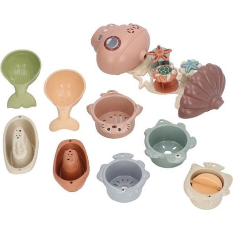 Jouets de bain - GOTOTOP - Tasses et bateaux empilables - Ventouses puissantes - Sécurité enfants (1/3)